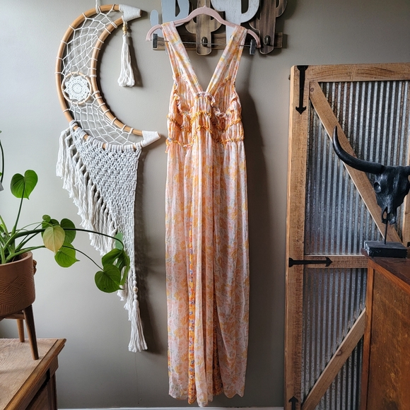 Intimately Free People | Dance With Me Floral Sheer Maxi Dress Ivory Combo Nwot - Picture 7 of 9